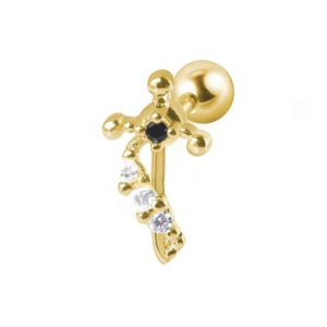 Piercing Microbell Reto Modelo 30 Aço PVD Gold